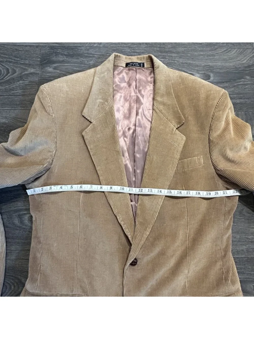 Jeremy Cobb 44L Hand Tailored Tan Corduroy Blazer Suede Elbow Patch Preppy VTG